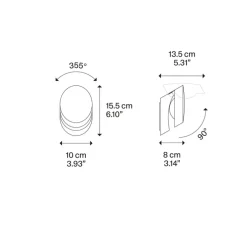 Applique murale, Pin-Up, blanc, LED, 2700K, 920 lm, L10cm, H15,5cm - Lodes