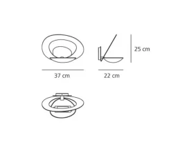 Applique murale, Pirce, blanc, dimmable, H25cm, L37cm - Artemide