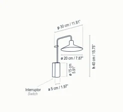 Applique murale, Platet A/02, Gris olive, H40cm, P30cm - Bover