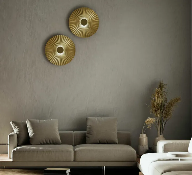 Applique murale, Plié 284.05.ON, laiton, LED, dim, 3000K, 950 lm, Ø49cm, P7,6cm - Il Fanale