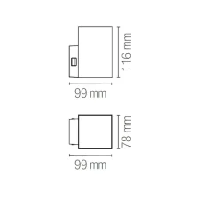 Applique murale, Polo Q1, noir, IP65, LED, dim, 3000-4000K, 800 lm, L9,9cm, H11,6cm - Nedgis