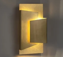 Applique murale, Portafoglio XL, laiton brossé et ciré, LED, 2700K, 450 lm, L17,5cm, H21,5cm - Ombre portée