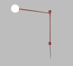 Applique murale, Potence pivotante mini, réédition de Charlotte Perriand, rouge, L8cm, H50cm - Nemo Lighting