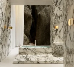 Applique murale, Poudrier, or, IP44, LED, dim, 2700K, 800 lm, L17,3cm, H19,5cm - DCW éditions Paris