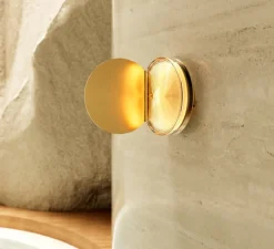 Applique murale, Poudrier, or, IP44, LED, dim, 2700K, 800 lm, L17,3cm, H19,5cm - DCW éditions Paris