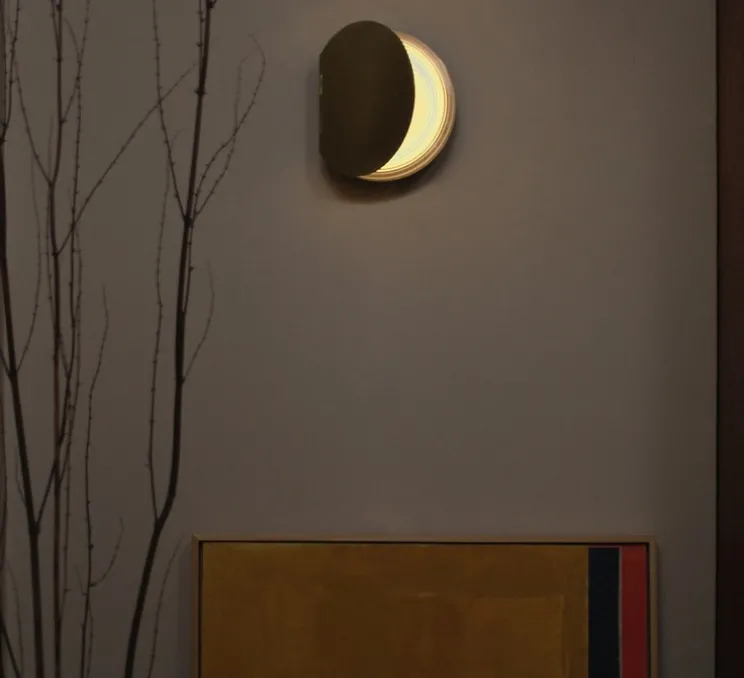 Applique murale, Poudrier, or, IP44, LED, dim, 2700K, 800 lm, L17,3cm, H19,5cm - DCW éditions Paris