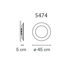 Applique murale, Puck wall 5474, gris, LED, dim, 2700K, 953 lm, Ø45cm, P5cm - Vibia