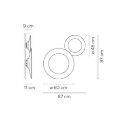 Applique murale, Puck Wall Art 5487, marron M1 et gris D1, LED, dim, DALI-2, 2700K, 2388lm, L87cm, H87cm - Vibia