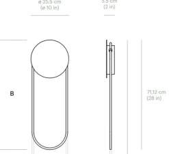 Applique murale, Ra Wall courte, noir sablé, LED, dim, 3000K, 1200 lm, L25,5cm, H71,12cm - Darmes