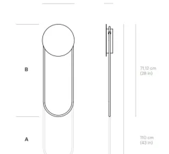 Applique murale, Ra Wall longue, or, 3000K, 1800lm L25,5cm, H110cm - Darmes