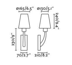 Applique murale, Rem, vieil or, blanc, L16,5cm, H47cm - Faro