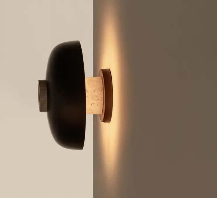 Applique murale, Reverse, bronze, travertin, LED, dim, 2200-3000K, 460 lm, Ø24,3cm, H15,7cm - Audo Copenhagen