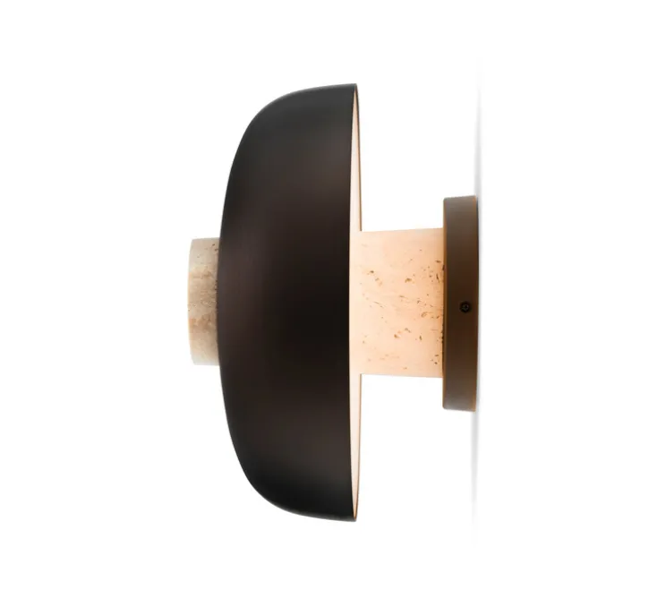 Applique murale, Reverse, bronze, travertin, LED, dim, 2200-3000K, 460 lm, Ø24,3cm, H15,7cm - Audo Copenhagen