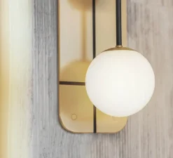 Applique murale, Rift, Opal, noir, laiton, IP44, Ø12,5cm, H36,5cm - Bert Frank