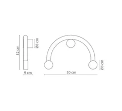 Applique murale, Rigoberta direct curved, or, L52cm, H34cm - Robin