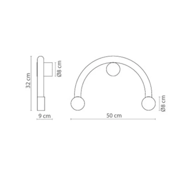 Applique murale, Rigoberta direct curved, or, L52cm, H34cm - Robin