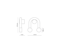 Applique murale, Rigoberta indirect super curved, noir mat, LED, 3000K, 1840 lm, L24cm, H9cm - Robin