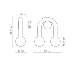 Applique murale, Rigoberta direct super curved, or, L26cm, H23cm - Robin