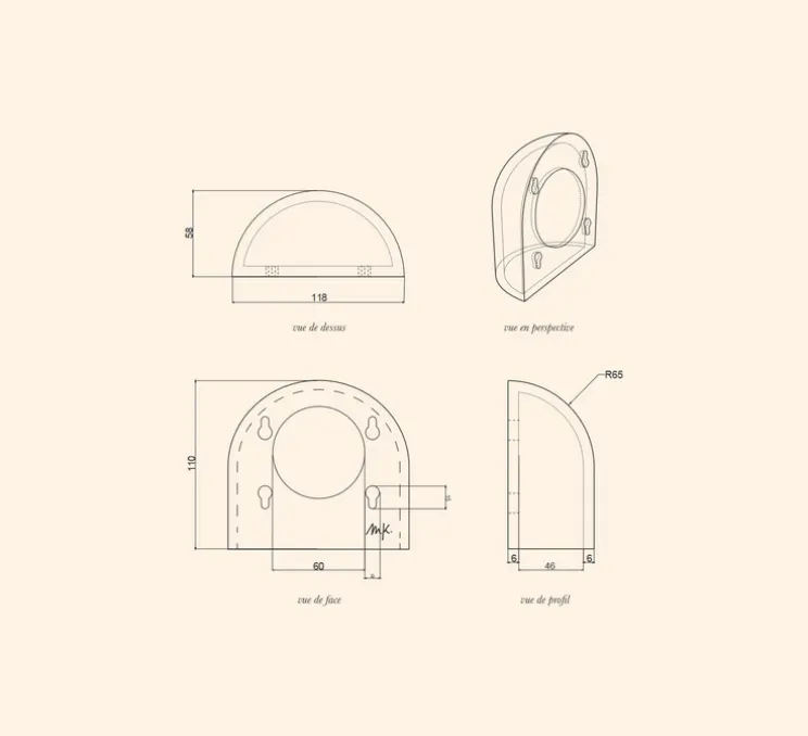 Applique murale, Roucaou, bronze texturé, L11,8cm, H11cm - Margaux Keller Collections
