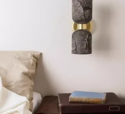 Applique murale, Sakura, argile noir, laiton satiné, L11cm, H29cm - Mullan Lighting