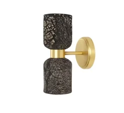 Applique murale, Sakura, argile noir, laiton satiné, L11cm, H29cm - Mullan Lighting