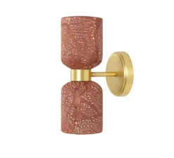 Applique murale, Sakura, Rouge fer, laiton satiné, L11cm, H29cm - Mullan Lighting