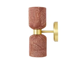 Applique murale, Sakura, Rouge fer, laiton satiné, L11cm, H29cm - Mullan Lighting