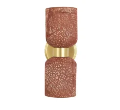 Applique murale, Sakura, Rouge fer, laiton satiné, L11cm, H29cm - Mullan Lighting