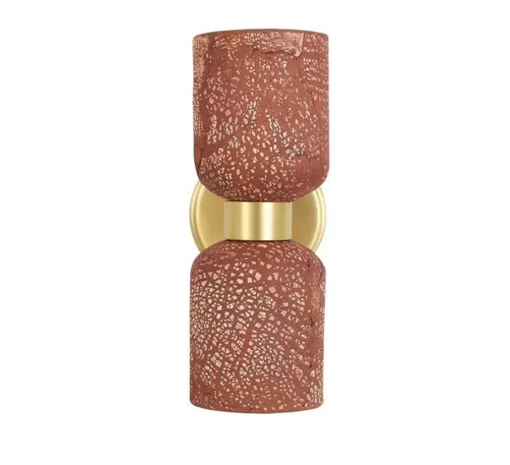 Applique murale, Sakura, Rouge fer, laiton satiné, L11cm, H29cm - Mullan Lighting