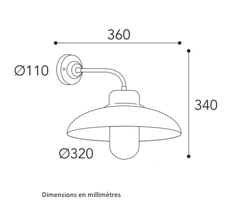Applique murale, Samoa 1335, Cuivre laiton vieilli, IP44, L36cm, H34cm - Moretti Luce