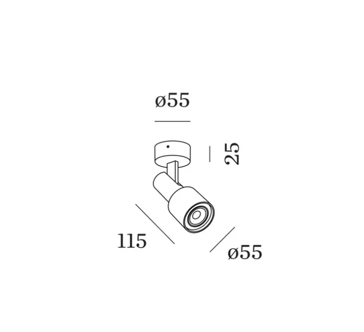 Applique murale, Sara On Base 1.0, noir et or, Ø5,5cm, H15cm - Wever & Ducré