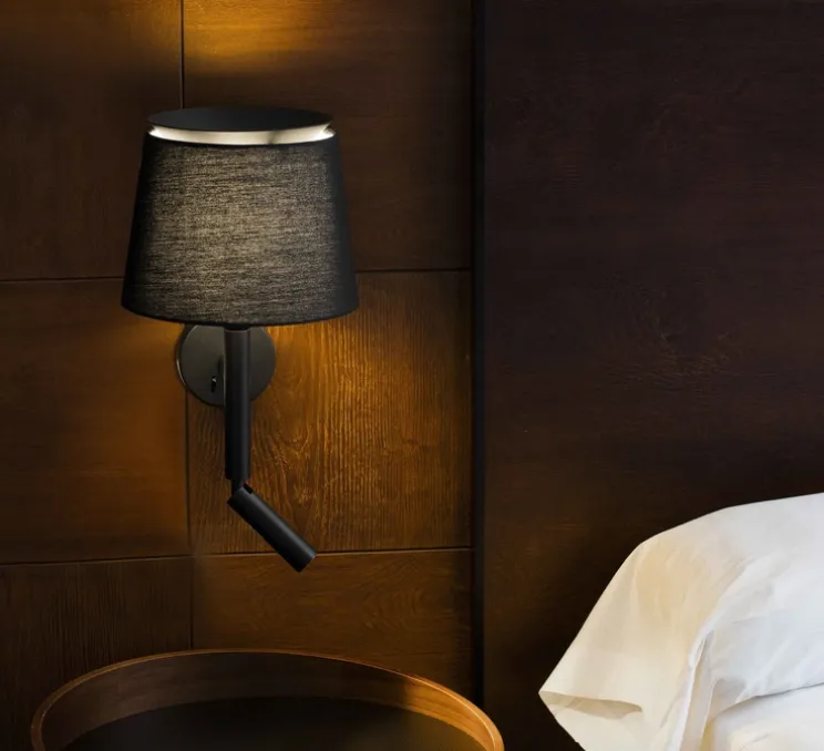 Applique murale, Savoy, liseuse, noir, LED, 3000K, 160lm, L23cm, H50cm - FARO