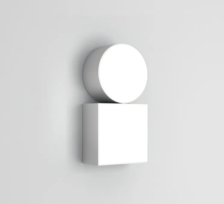 Applique murale, Shapes 359 Circle and square, blanc, nickel, LED, 2700K, lm, L23cm, H12cm - Atelier Areti