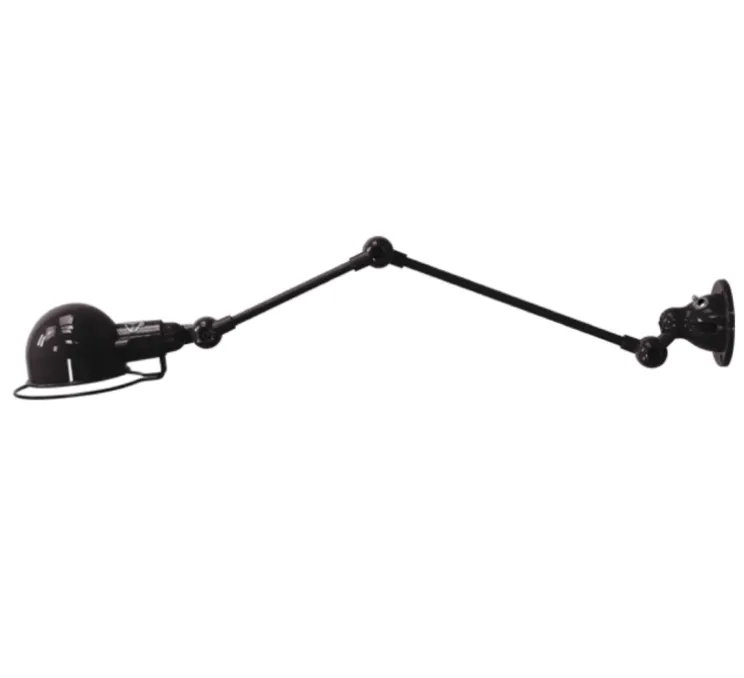 Applique murale, Signal 2 bras, SI371, interrupteur, noir, mat, Ø10cm, H47cm- Jieldé