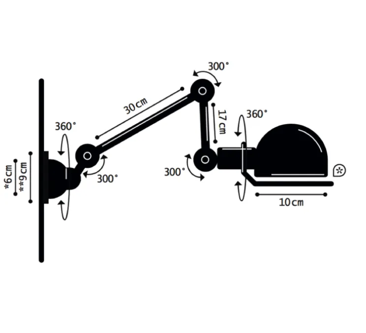 Applique murale, Signal 2 bras, SI371, blanc, mat, Ø10cm, H47cm - Jieldé