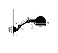 Applique murale, Signal 1 bras, SI701, blanc ivoire, interrupteur L32cm, H15cm - Jieldé