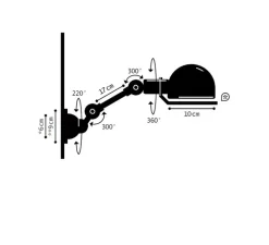 Applique murale, Signal 1 bras, SI701, Bourgogne, brillant, L32cm, H15cm - Jieldé
