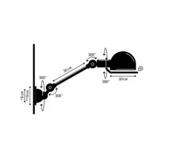 Applique murale, Signal 1 bras, SI301, noir, brillant, L40cm, H15cm - Jieldé