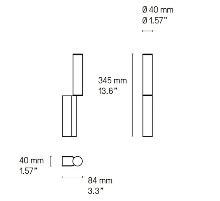 Applique murale, Signal 345, laiton satiné, LED, dim, 2700K, 280 lm, L4cm, H34,5cm - CVL