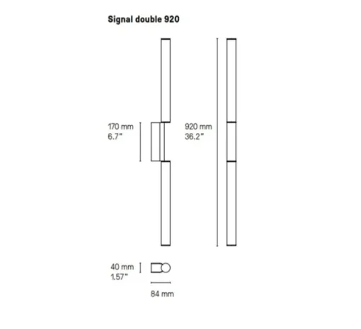 Applique murale, Signal double 920, graphite poli, LED, dim, 2700K, 1340 lm, L4cm, H92cm - CVL