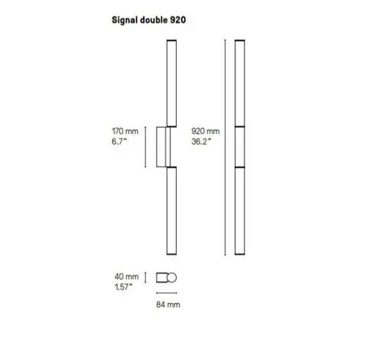 Applique murale, Signal double 920, graphite poli, LED, dim, 2700K, 1340 lm, L4cm, H92cm - CVL