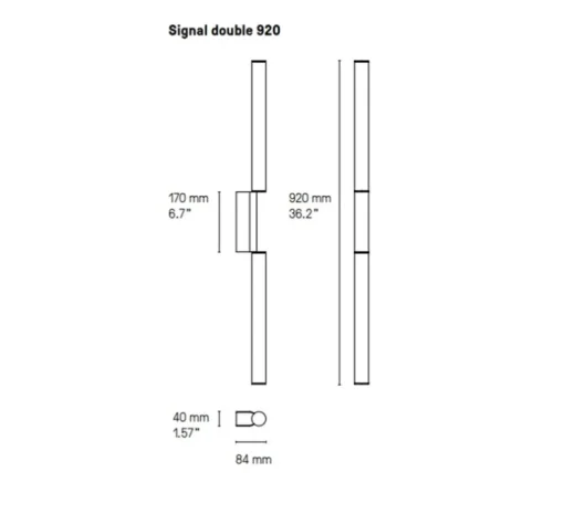 Applique murale, Signal double 920, graphite satiné, LED, dim, 2700K, 1340 lm, L4cm, H92cm - CVL