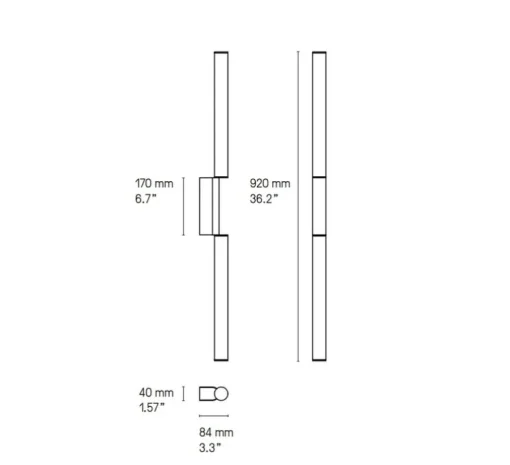 Applique murale, Signal double 920, laiton satiné, LED, dim, 2700K, 1340 lm, L4cm, H92cm - CVL