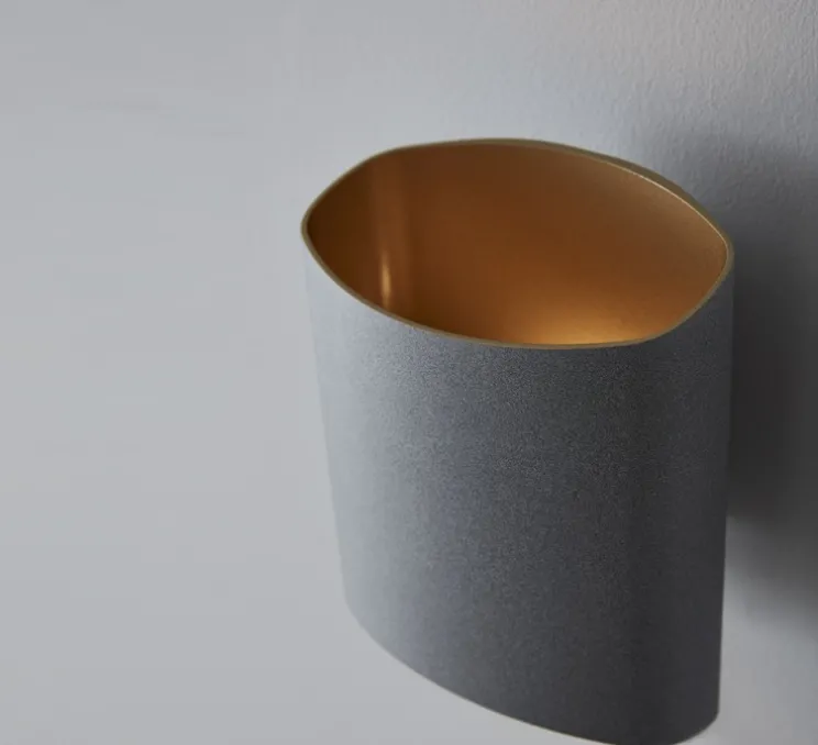 Applique murale, Sinne, Gris, laiton, LED, 3000K, 600 lm, Ø13,5cm, H17cm - Belid