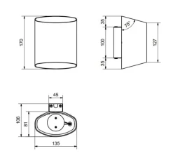 Applique murale, Sinne, Gris, laiton, LED, 3000K, 600 lm, Ø13,5cm, H17cm - Belid