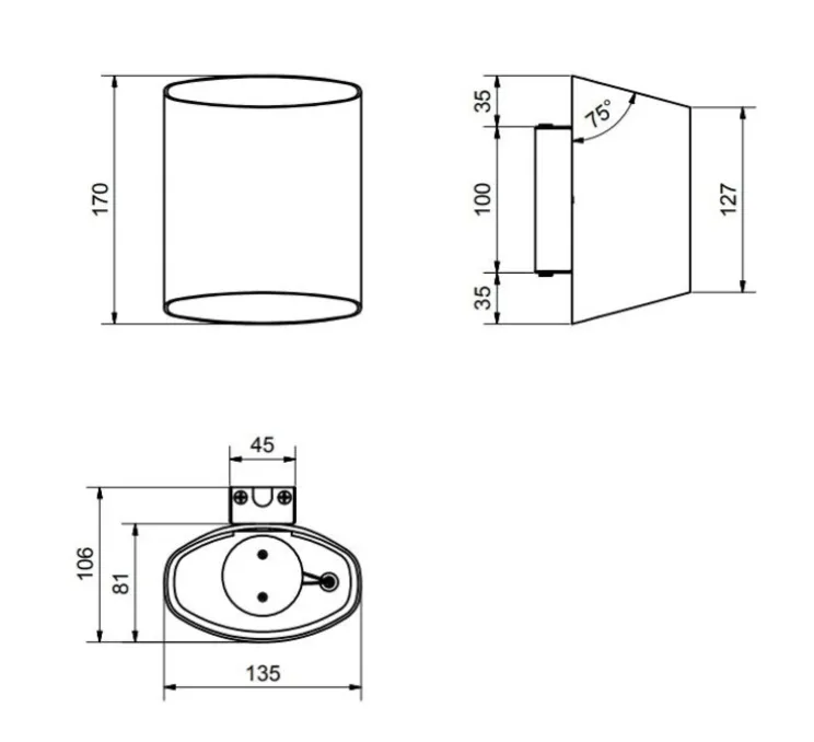 Applique murale, Sinne, Gris, laiton, LED, 3000K, 600 lm, Ø13,5cm, H17cm - Belid