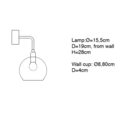 Applique murale, Small Check, Crystal Rowan, transparent, or , L15cm, H28cm - Ebb and Flow