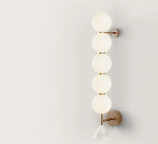 Applique murale, Soko, marbre blanc, laiton antique, LED, 2700K, 1500 lm, L12cm, H75cm - Aromas del Campo