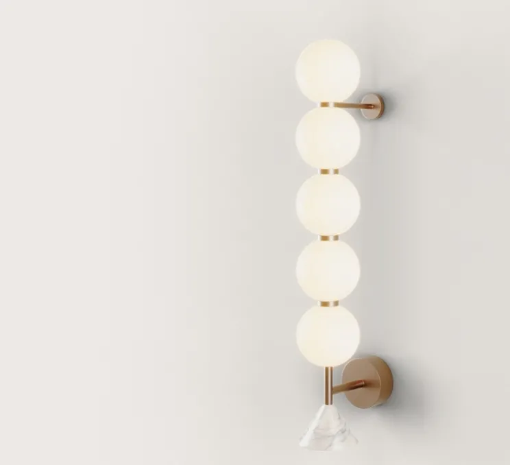 Applique murale, Soko, marbre blanc, laiton antique, LED, 2700K, 1500 lm, L12cm, H75cm - Aromas del Campo