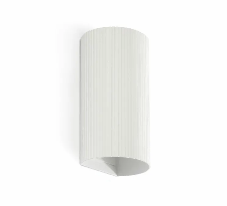 Applique murale, Sole 2L, cannelée, blanc, L8cm, H15,5cm - Faro